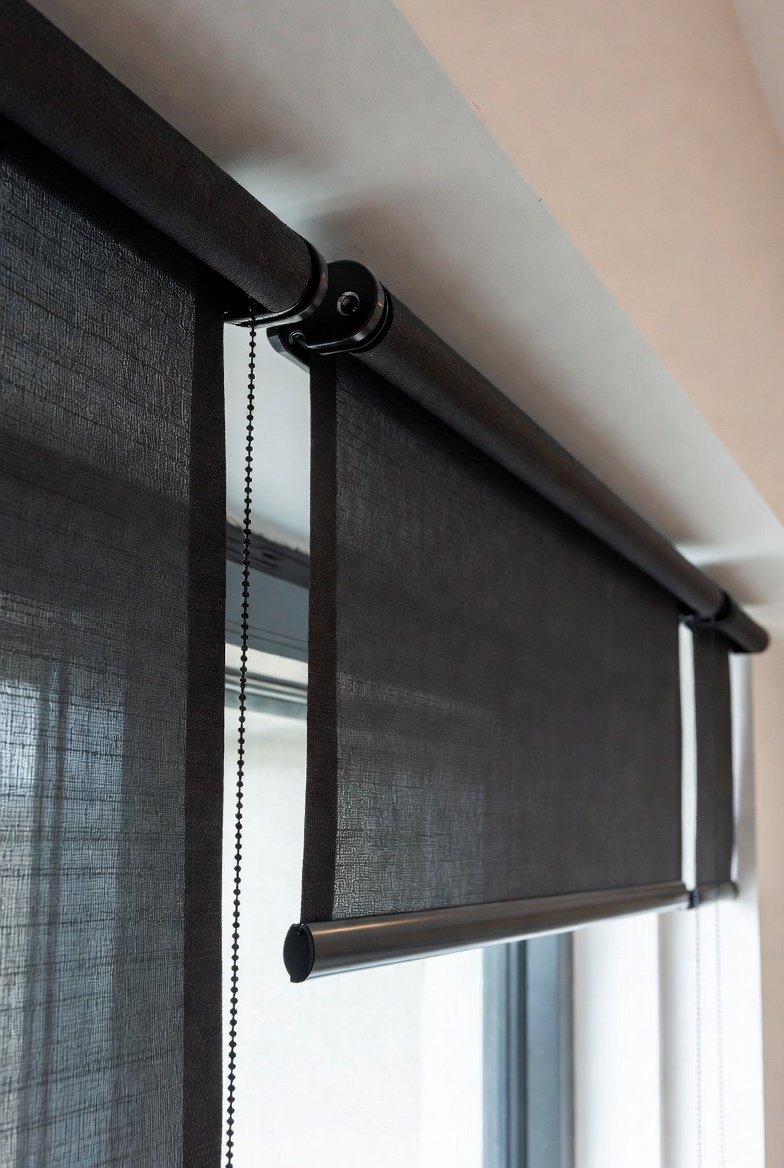 Roller blinds in modern interior